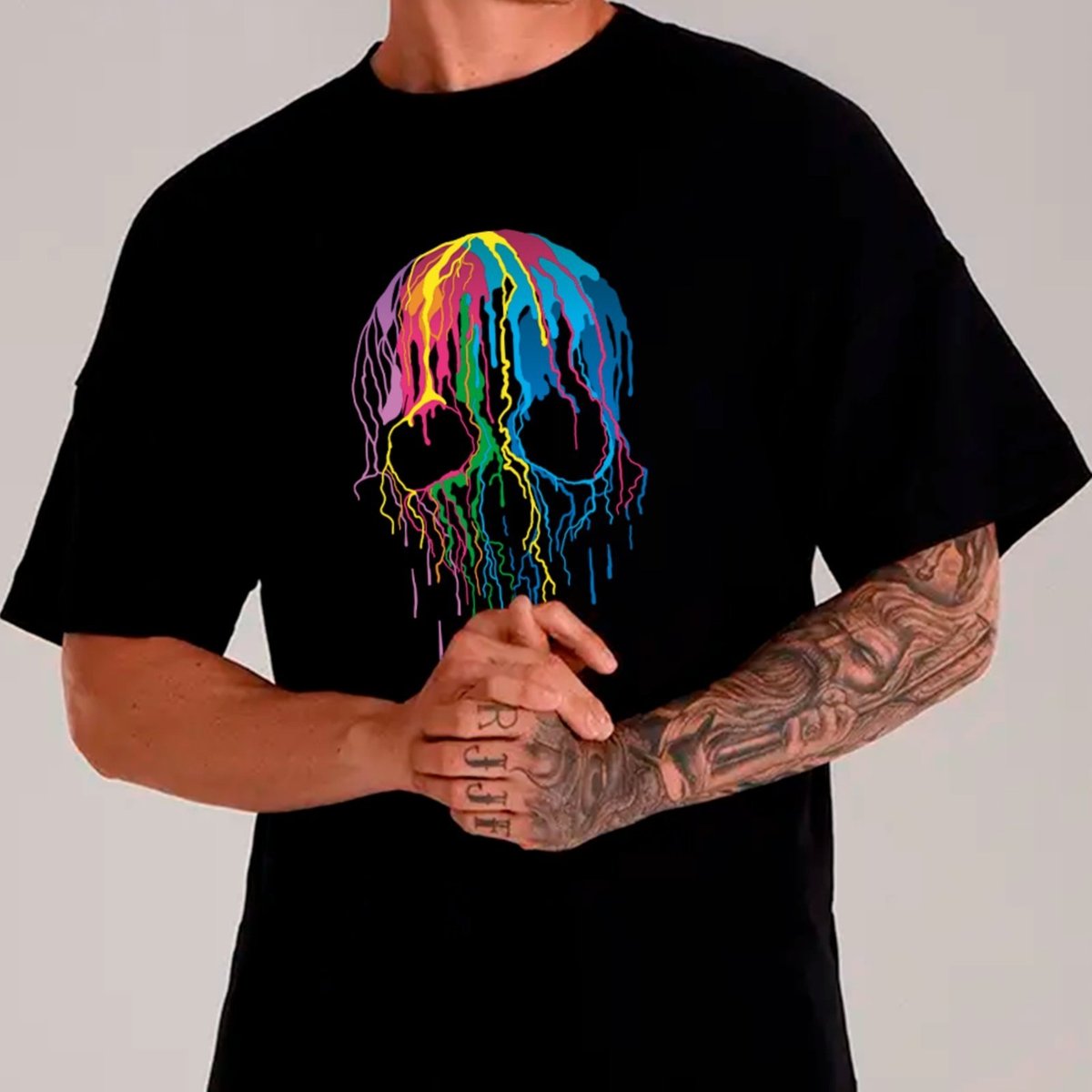 Imagem principal Camiseta Ousy Streetwear Caveira Multicolorida Oversized Unissex preto ousy preto