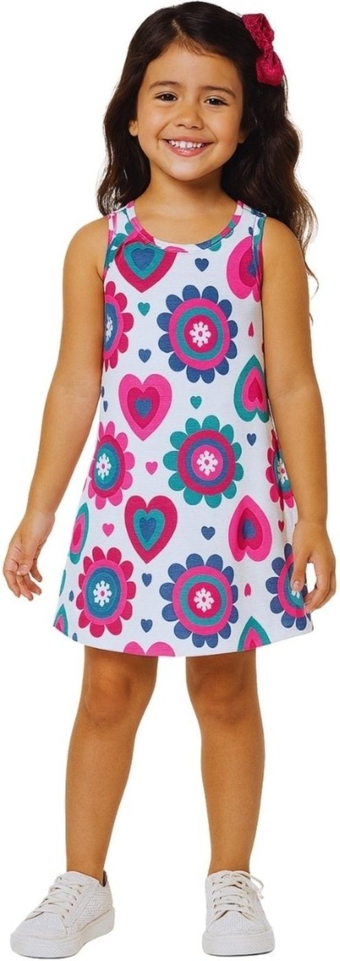 Imagem principal Infantil - Vestido Kyly Regata Coração Floral branco Kyly branco