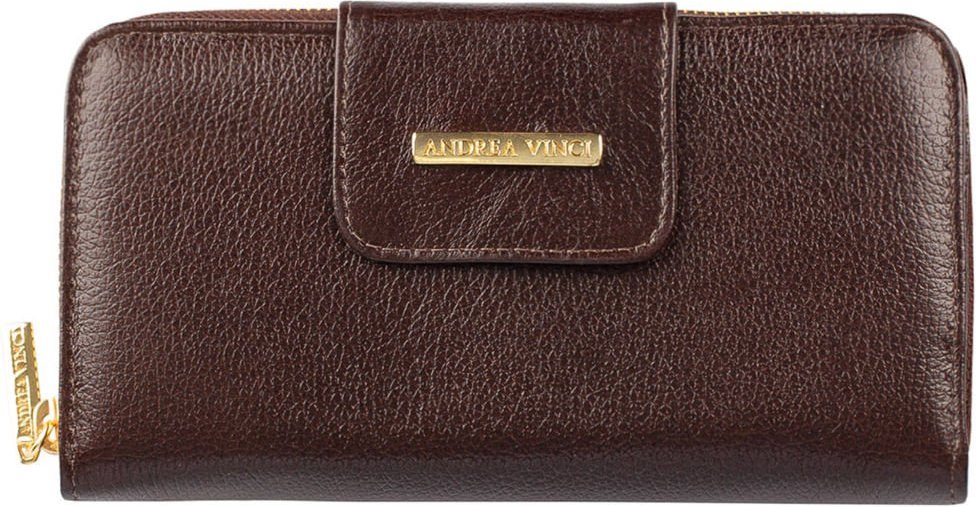 Imagem principal Carteira feminina de couro liso Cindy 9,5x19cm - Café Andrea Vinci vermelho Andrea Vinci vermelho