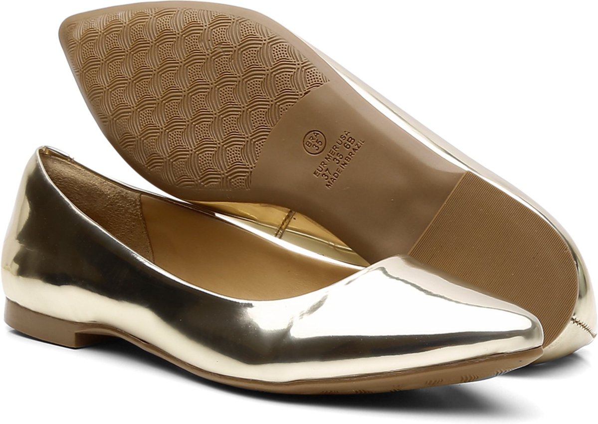 Sapatilha Bico Fino Casual Comfort Lisa Ouro Light