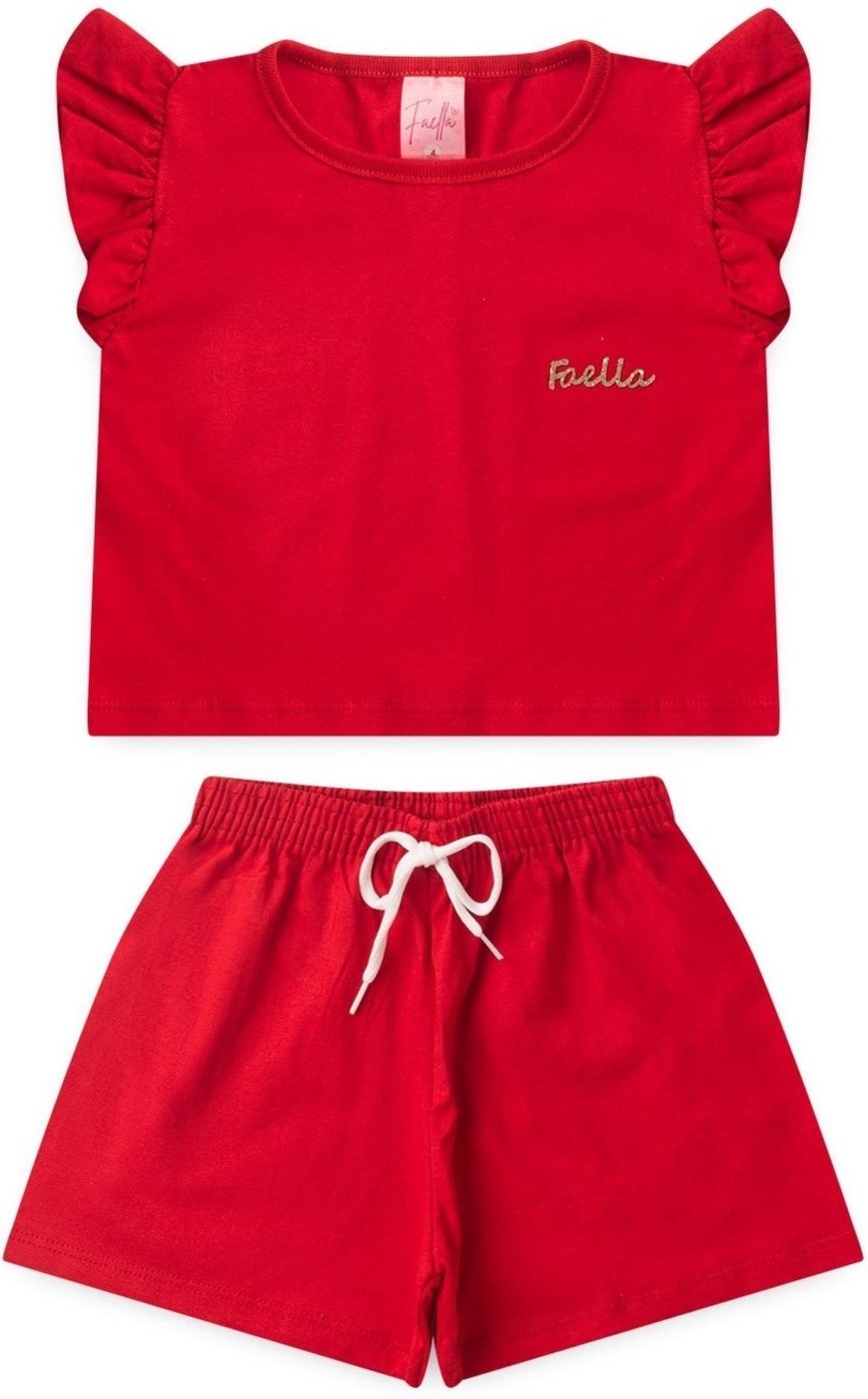 Imagem principal Infantil - Conjunto Cropped Verão Feminino Faella Vermelho - Mega Mega Kids unico Mega Kids unico