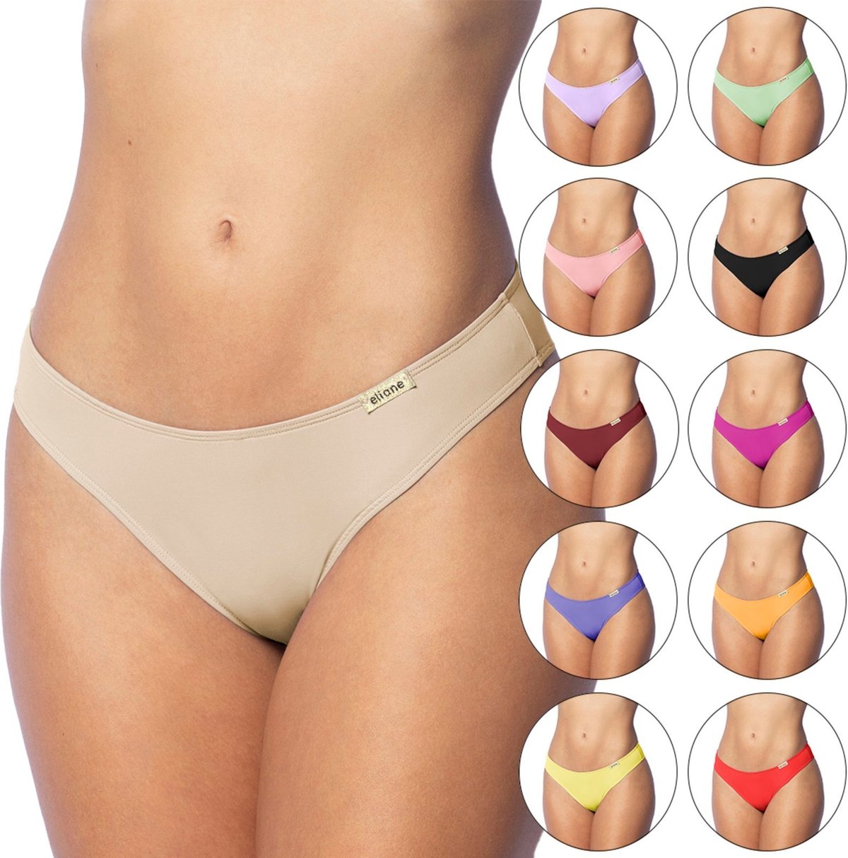 Imagem principal Kit 5 Calcinhas Gabi Lingerie Antimarca Tangas Lisas Lingerie Básica Microfibra Poliamida multicolorido Gabi Lingerie multicolorido