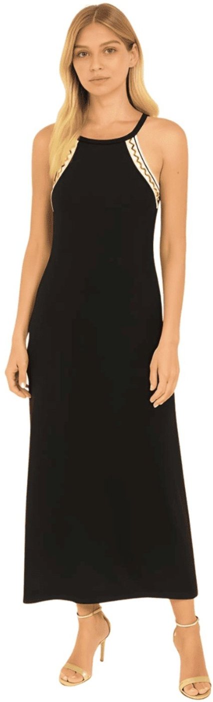 Vestido Midi Canelado Alças Retilíneas