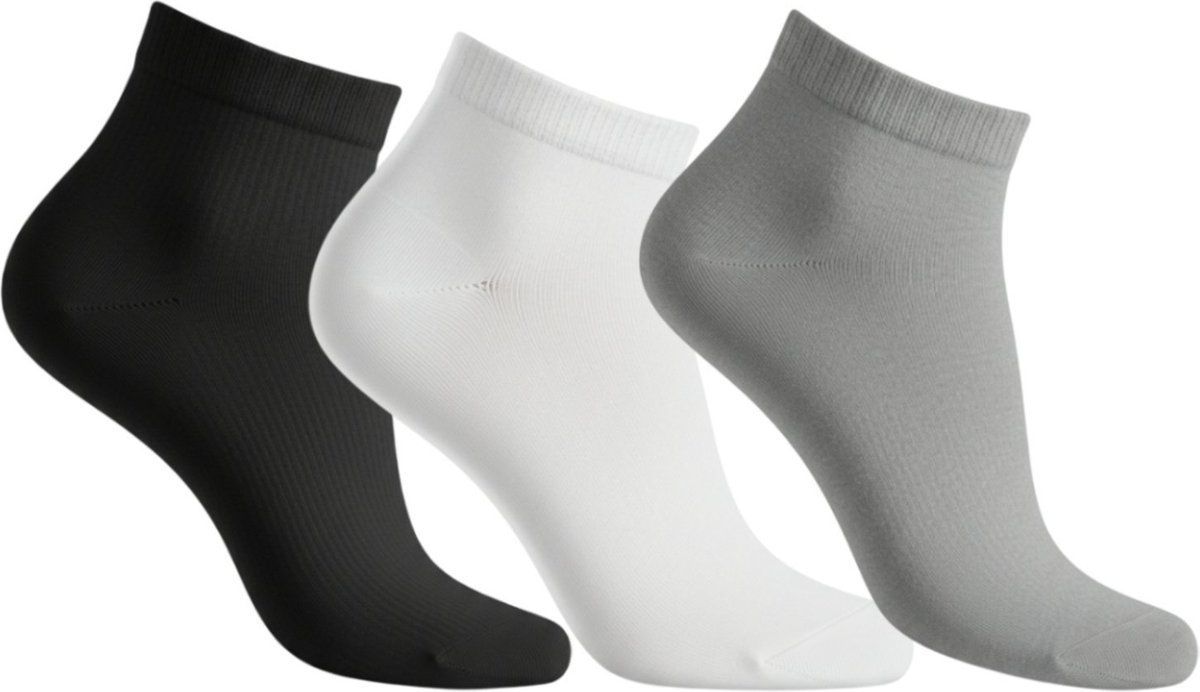 Kit 3 Pares Meias de Algodão Classic Cano Curto Unissex Sortida