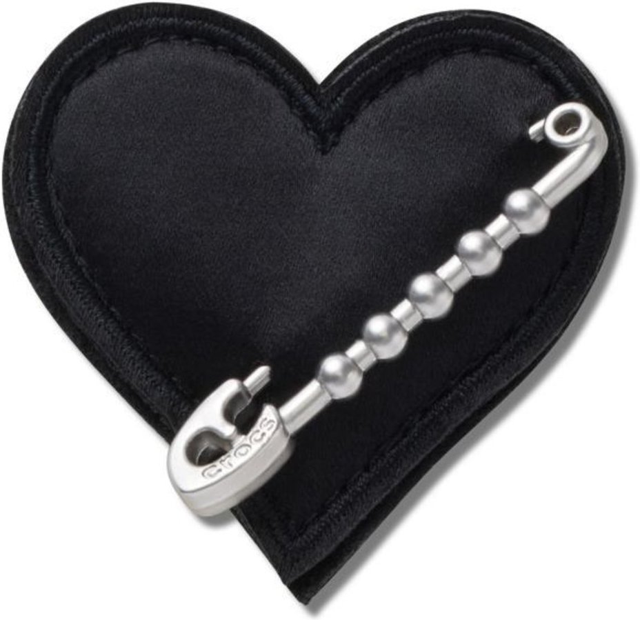 Infantil - Jibbitz™ Coração Preto com Alfinete de Segurança