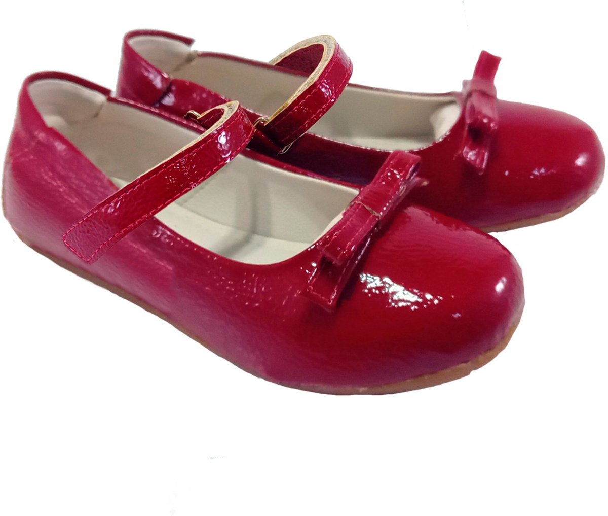 Imagem principal Infantil - Sapatilha Menina de Fivela Enfeite Laço Ajuste Elástico Sapato Boneca Bailarina Kimey Verniz Vermelho branco Kimey branco