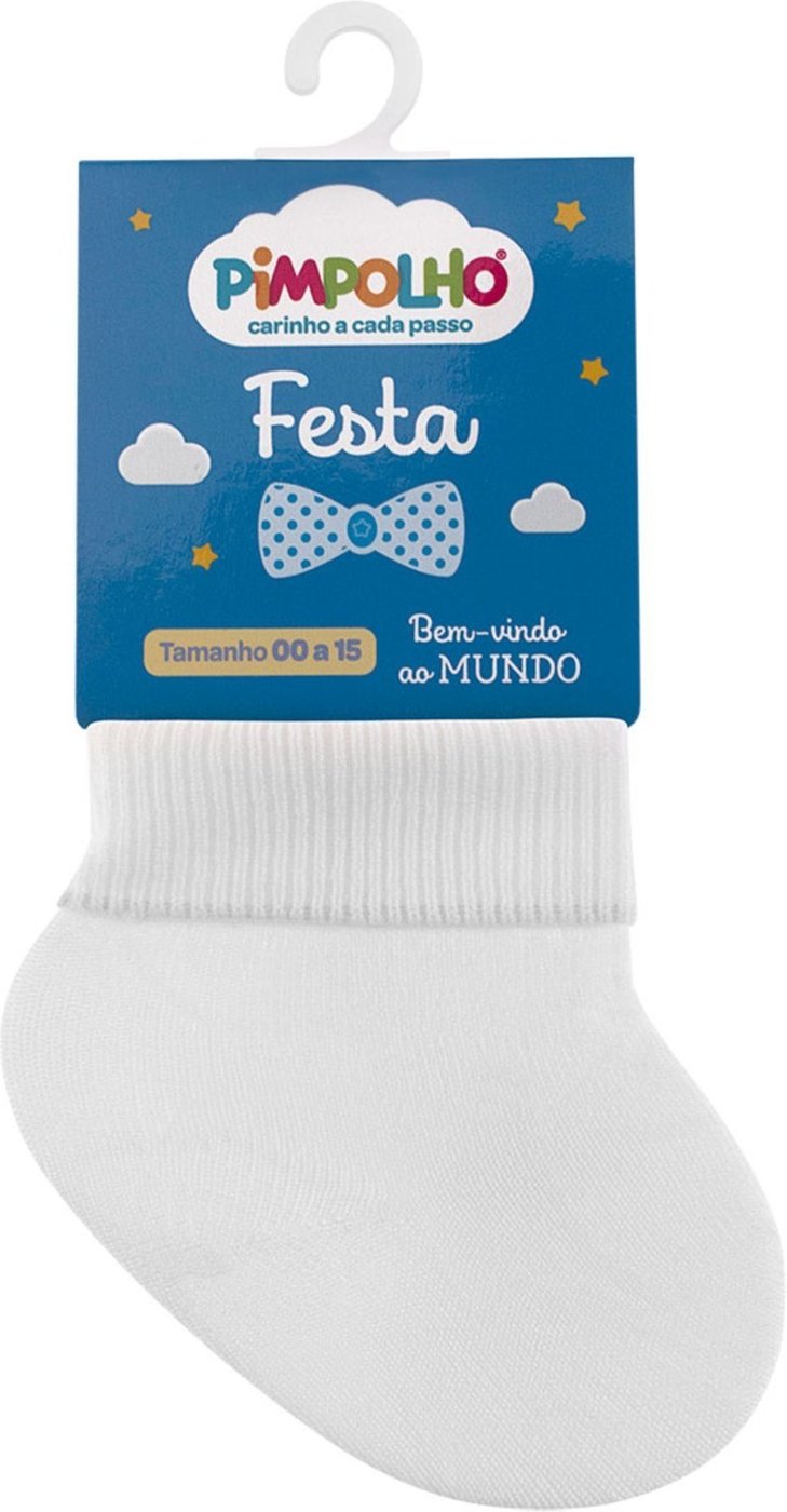 MEIA FESTA PIMPOLHO MASCULINA BRANCA 00 AO 15