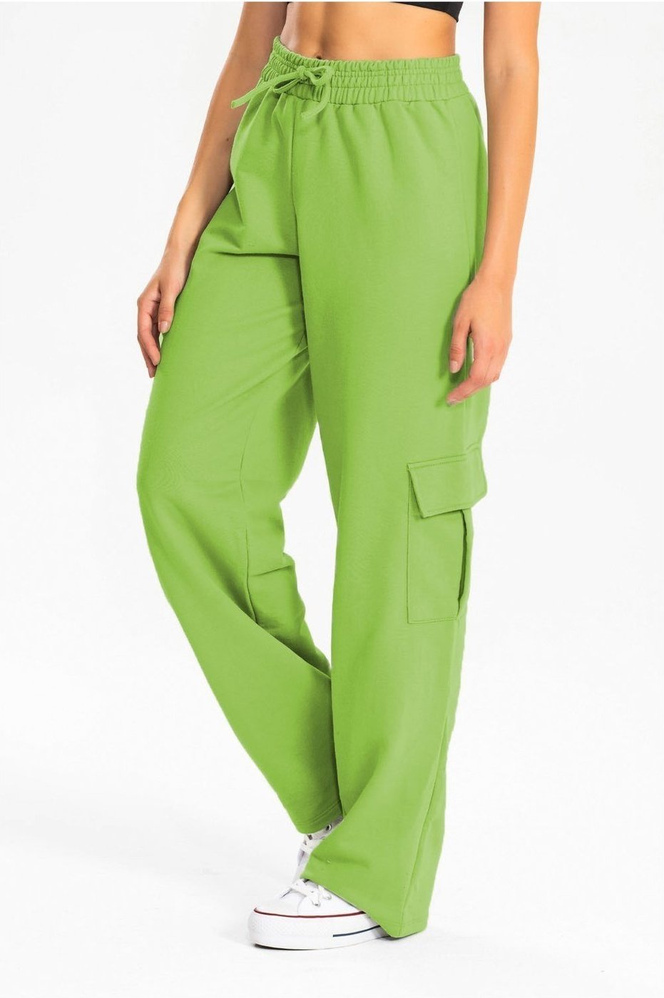 Imagem principal Calça Moletinho Reta Cargo Feminina Lima Meu Jeans verde Meu Jeans verde