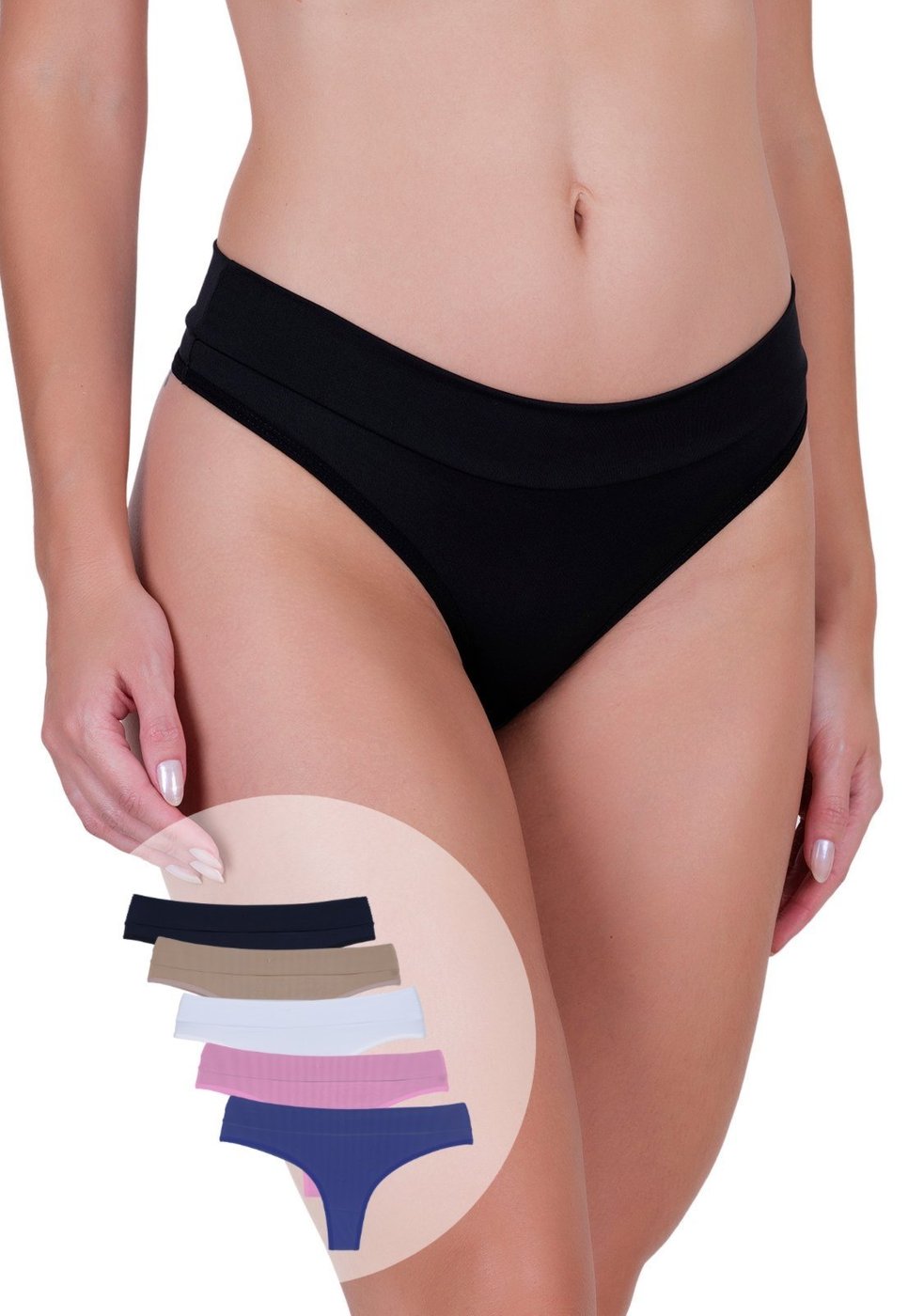 Imagem principal Kit 5 Calcinhas Femininas Fio Microfibra Atlética Cós Duplo Concept Lingerie multicolorido Concept Lingerie multicolorido