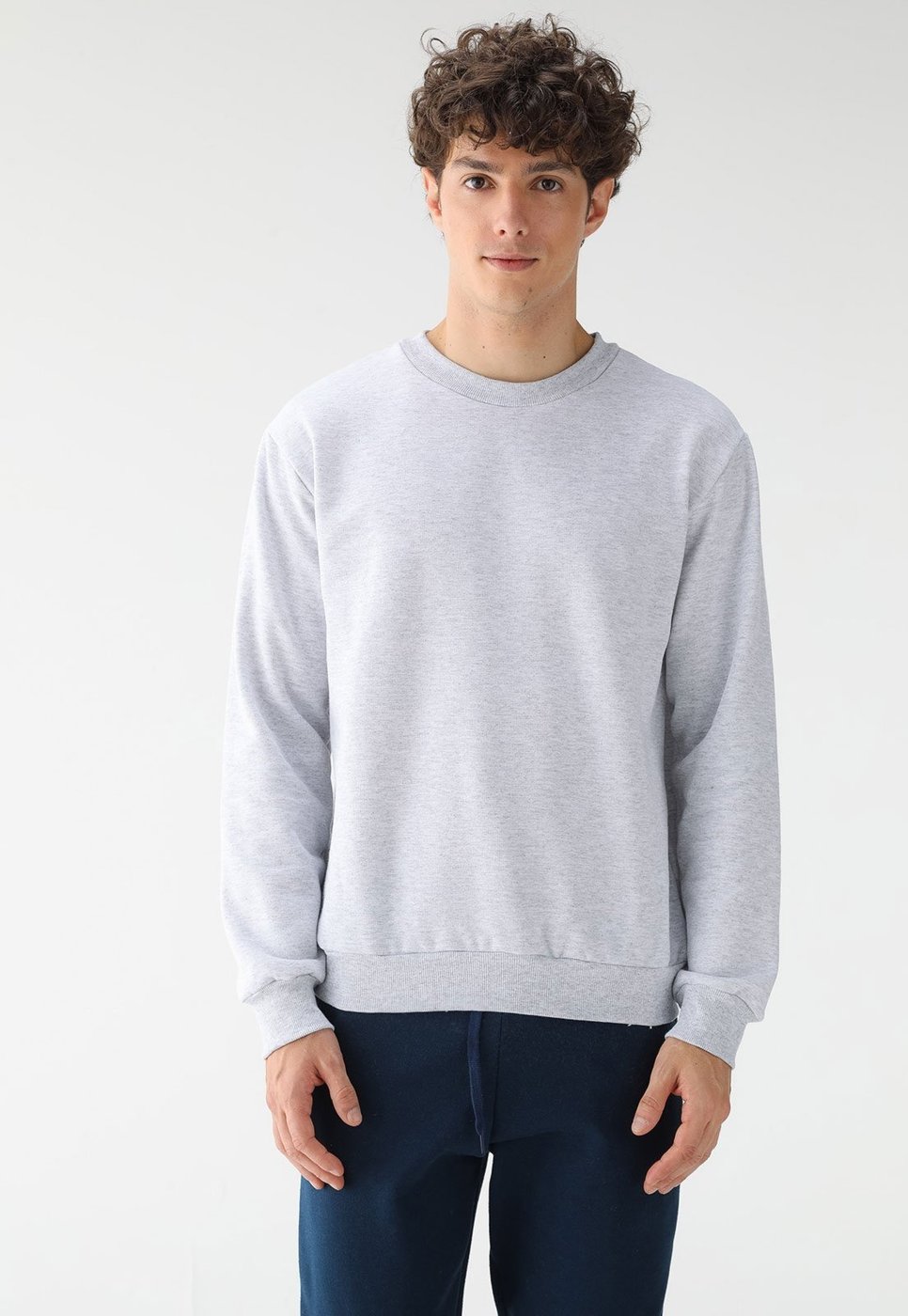 Imagem principal Blusa de Frio Moletom Flanelado Benellys Liso Gola Redonda Claro cinza Benellys cinza