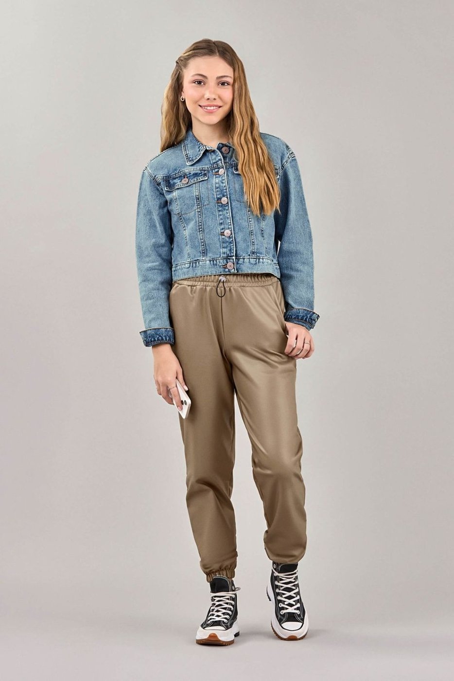 Imagem principal Infantil - Calça Jogger Juvenil Menina Resinada Beats Elian marrom Elian marrom