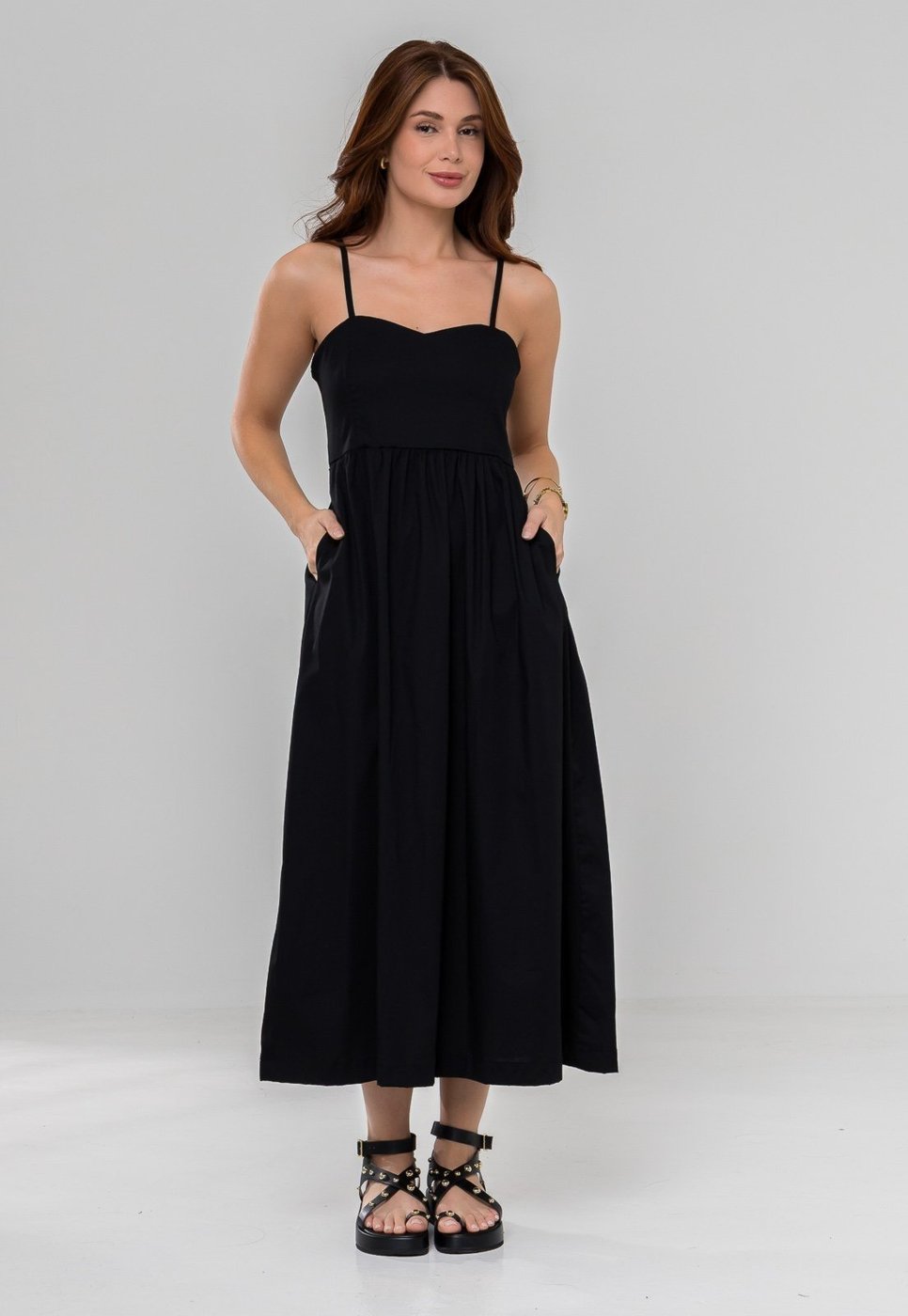 Imagem principal Vestido Aura Melissa Alças Tricoline vermelho Aura vermelho