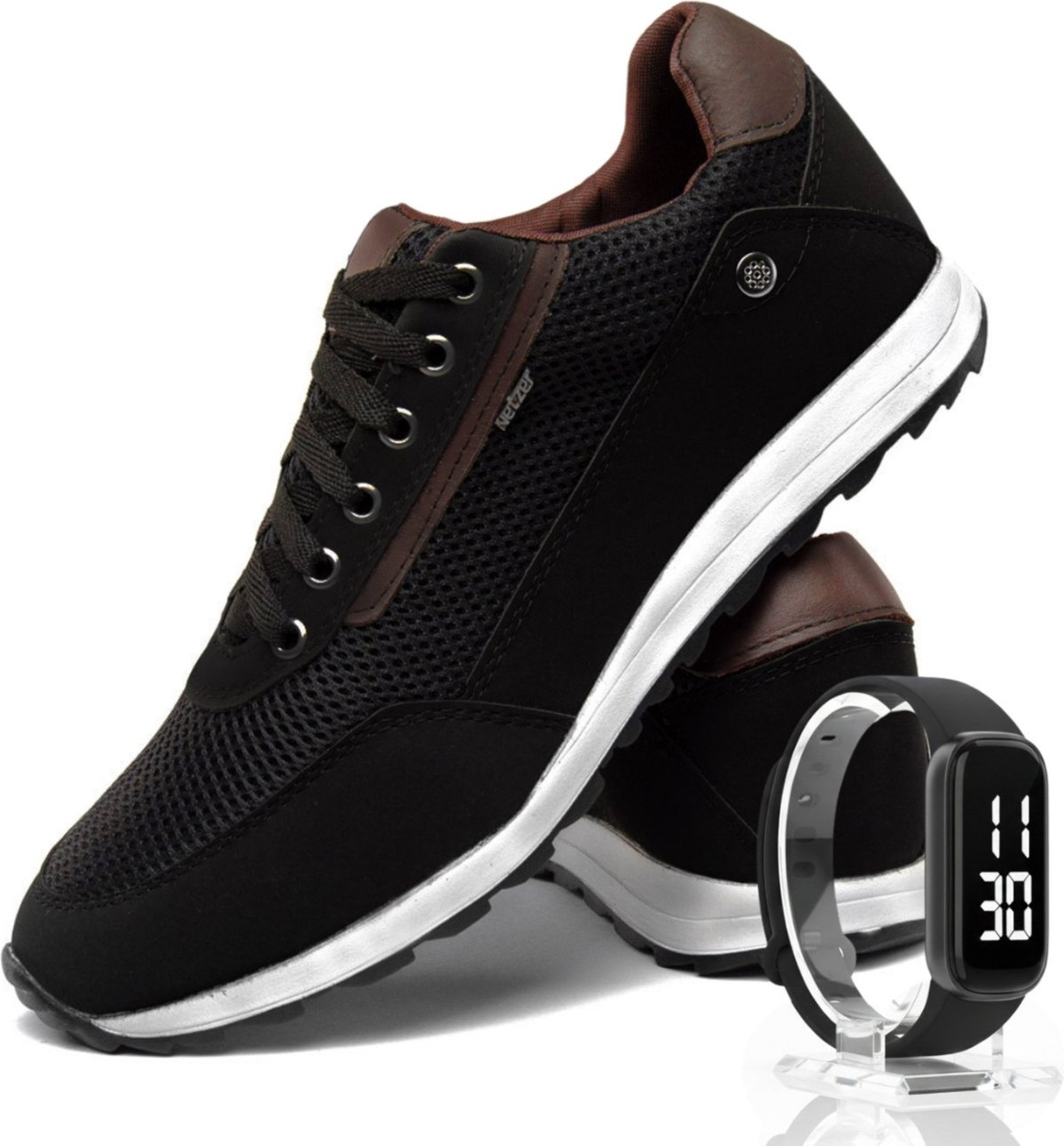 Imagem principal Kit Tênis Masculino Sapatênis Jogging Casual + Relógio +Carteira Sapatofran branco/preto Sapatofran branco/preto