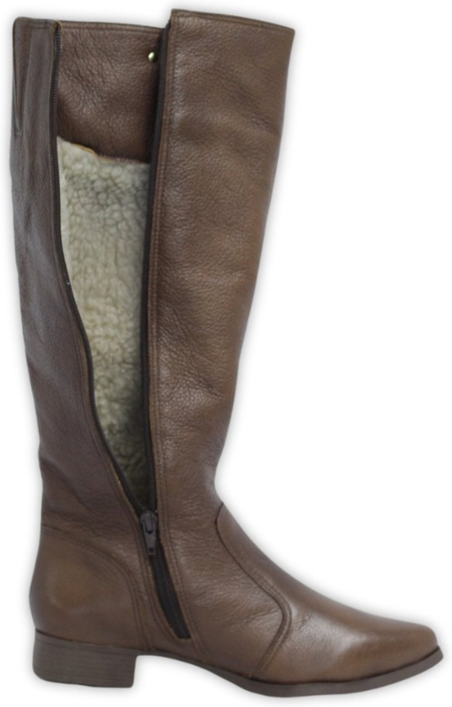 Imagem principal Bota Feminina Lã Sintética Bico Fino Cano Longo Couro Salto 2,5 Cm Camel Spinelli caramelo Spinelli caramelo