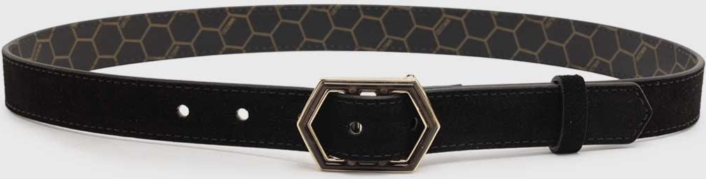 Cinto Largo Arezzo Rustic Suede Fivela Geométrica Pret