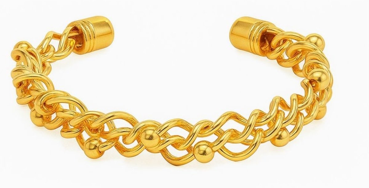 Bracelete Bolinhas Banhada a Ouro