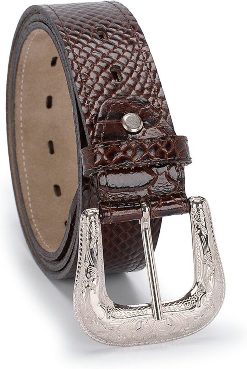 Imagem principal Cinto Country Masculino Couro Fivela Grande Couro de Cobra Anaconda 203 Schiareli marrom Schiareli marrom