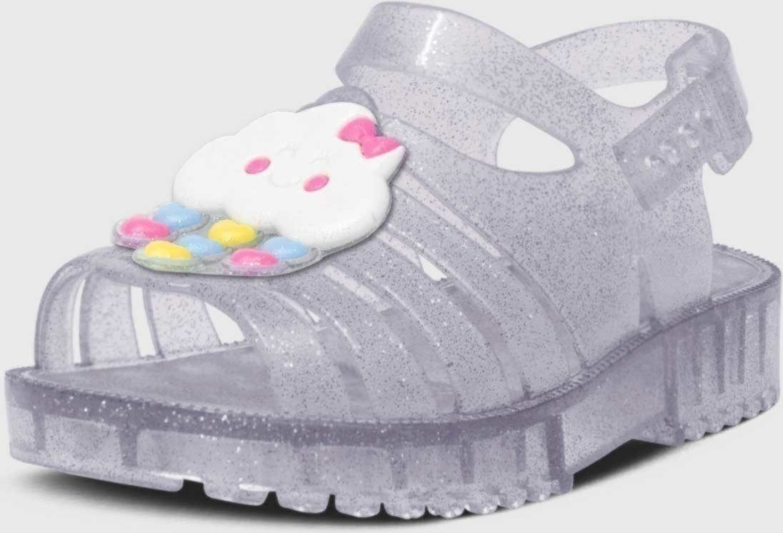 Infantil - Sandália Rasteira Pópidi Menina Emborrachada Chuva de Amor Glitter