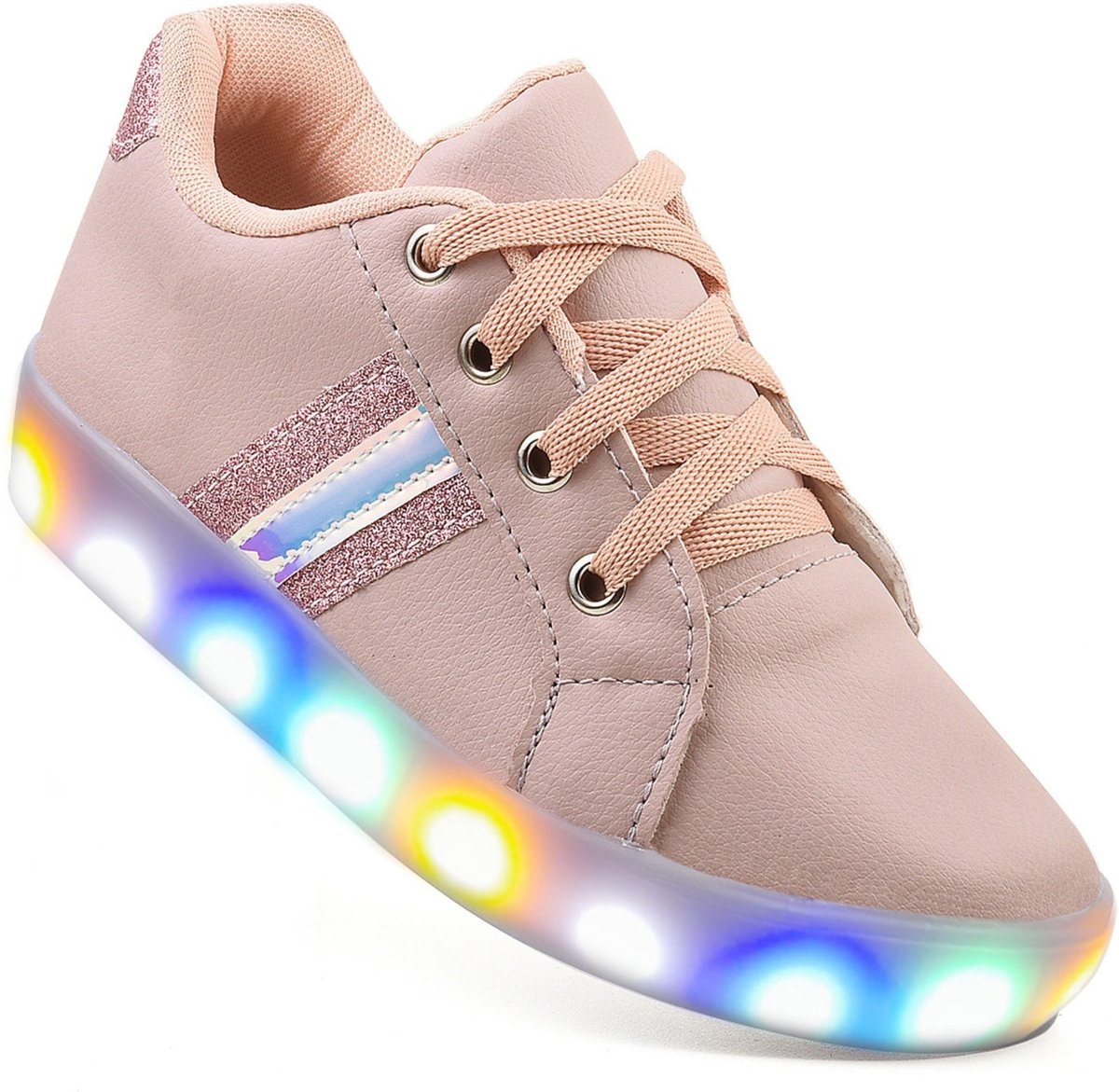 Infantil - Tenis De Led Nude Meninas Brilhante