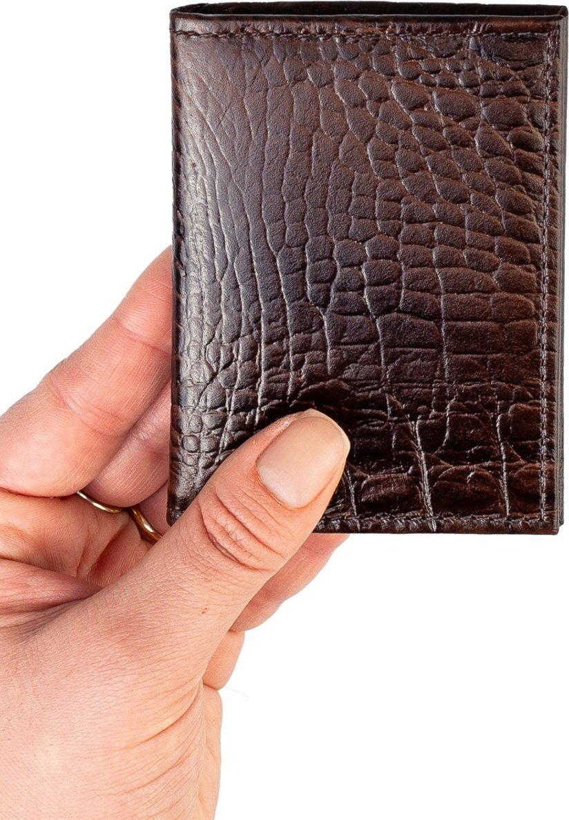 Porta cartões de couro croco Andréia 7,5x10cm - Café