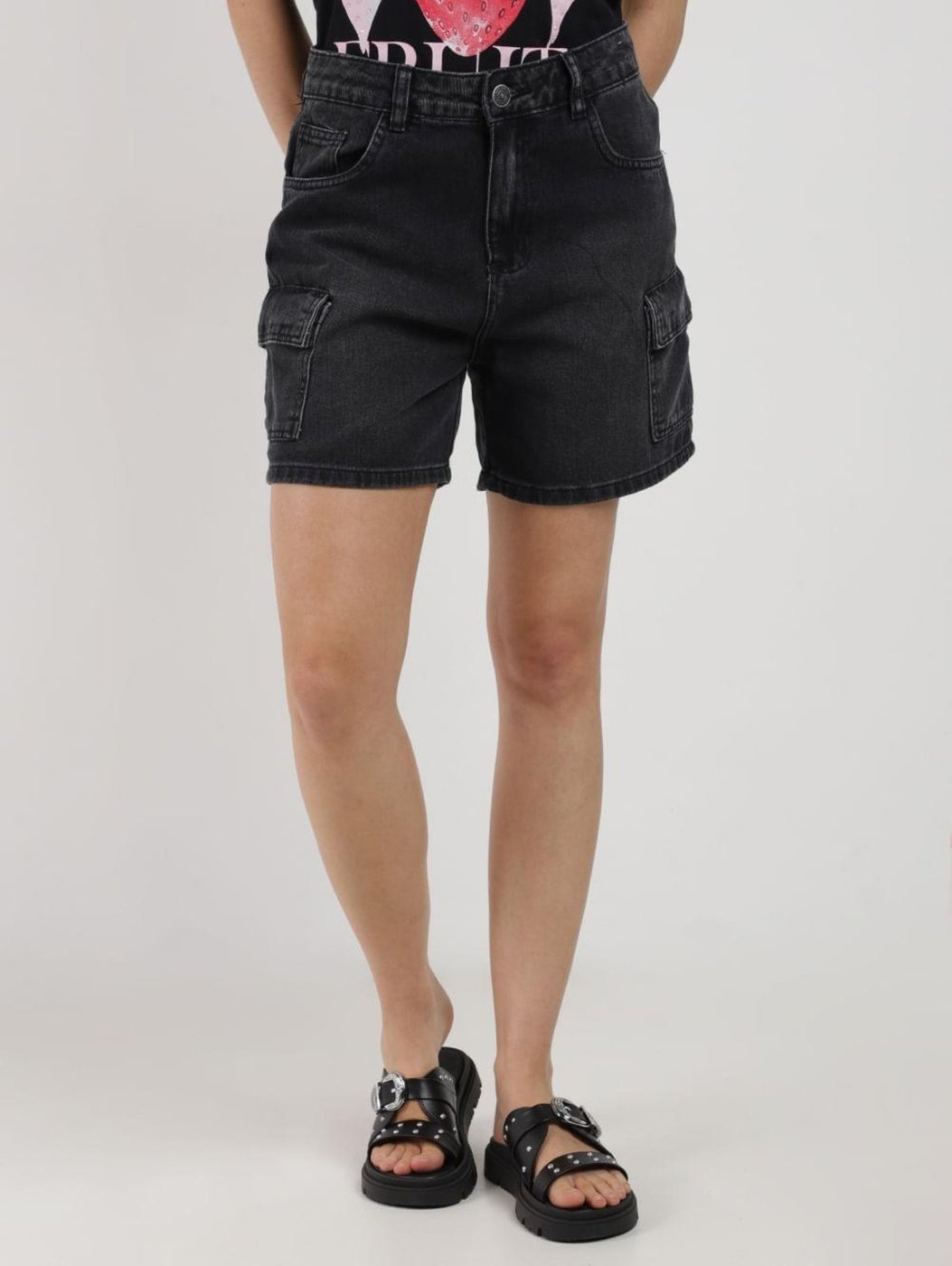 Short Jeans Cargo Sawary Feminino