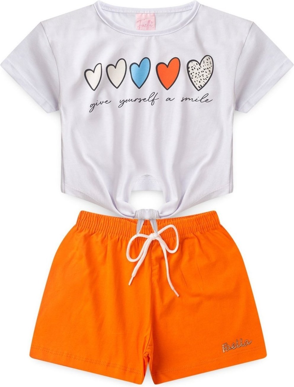 Imagem principal Infantil - Conjunto Cropped Verão Feminino Give Yourself a Smile - Branco Mega Kids unico Mega Kids unico
