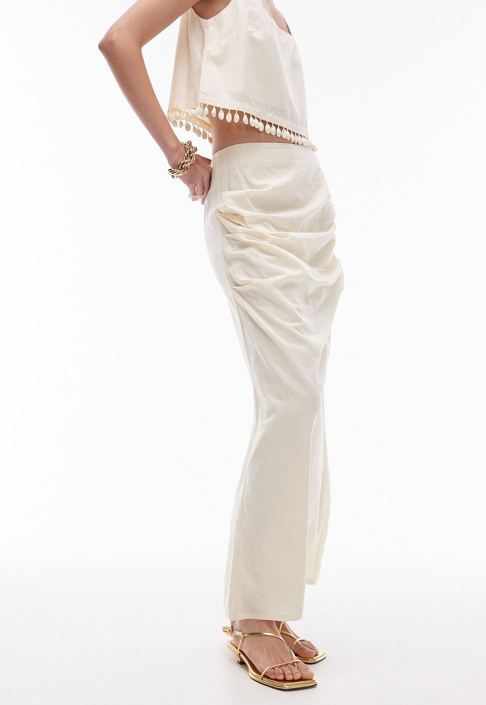 Saia TOPSHOP Longa Drapeado Off-White