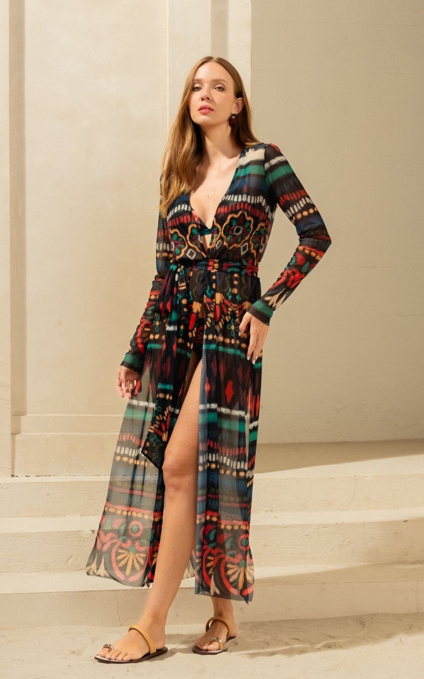 Imagem principal Saída de Praia Longa Tule Fronteira do Mar SP1606BQ De Chelles estampado De Chelles estampado