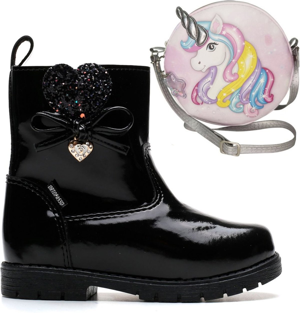 Imagem principal Infantil - KIT Bota Ortopasso Menina + Bolsa Unicórnio Escolar preto Ortopasso preto