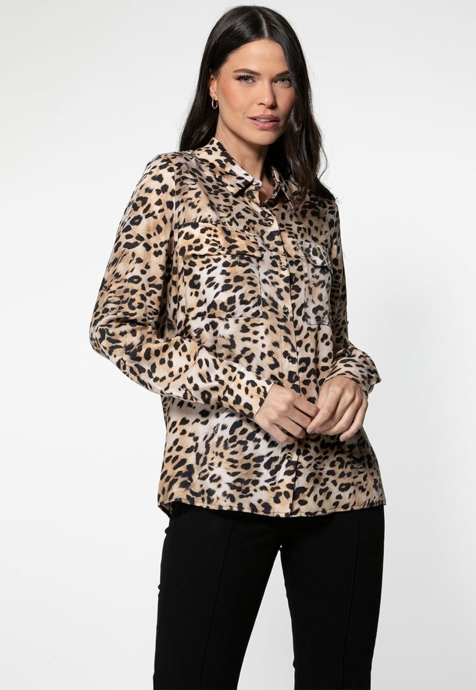 Imagem principal Camisa Guess Manga Longa Eco Animal Print marrom Guess marrom