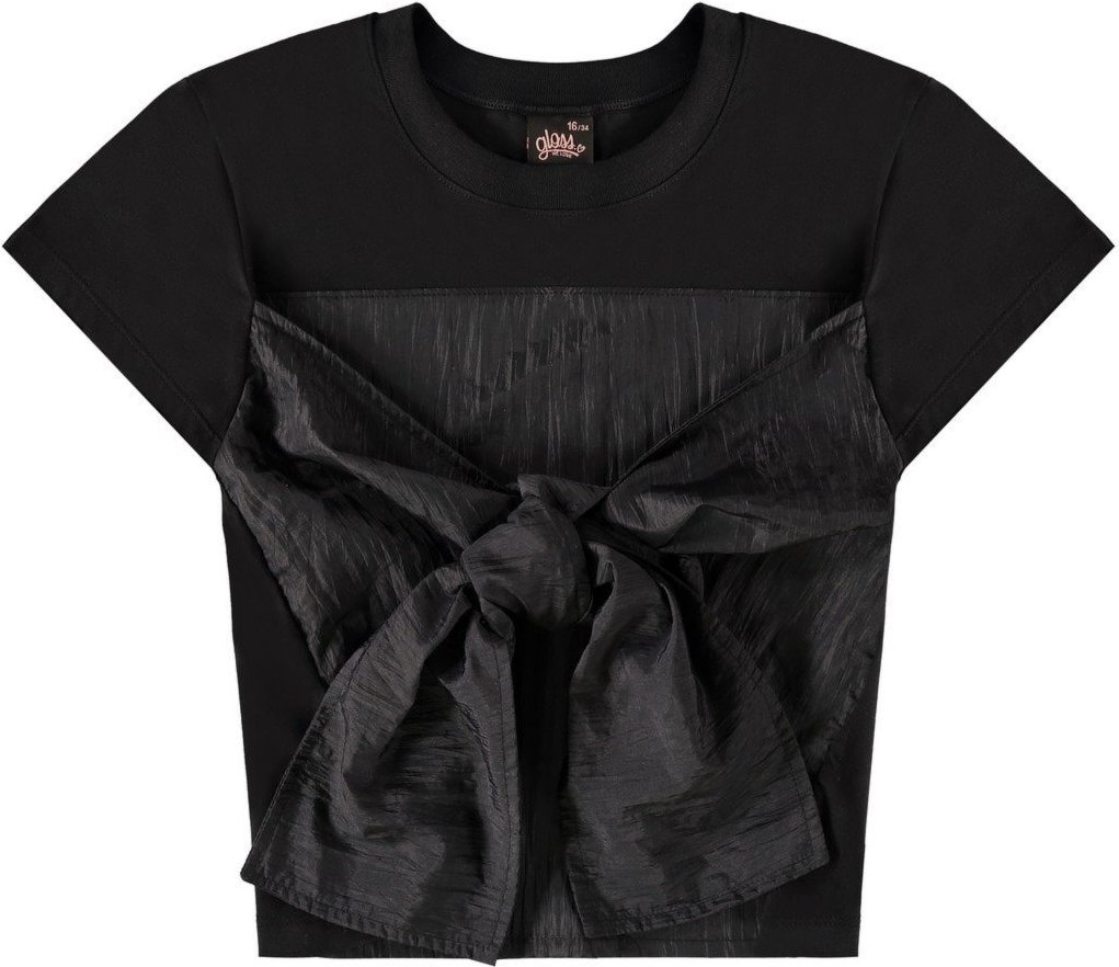 Imagem principal Infantil - Blusa Manga Curta com Amarração Gloss preto Gloss preto