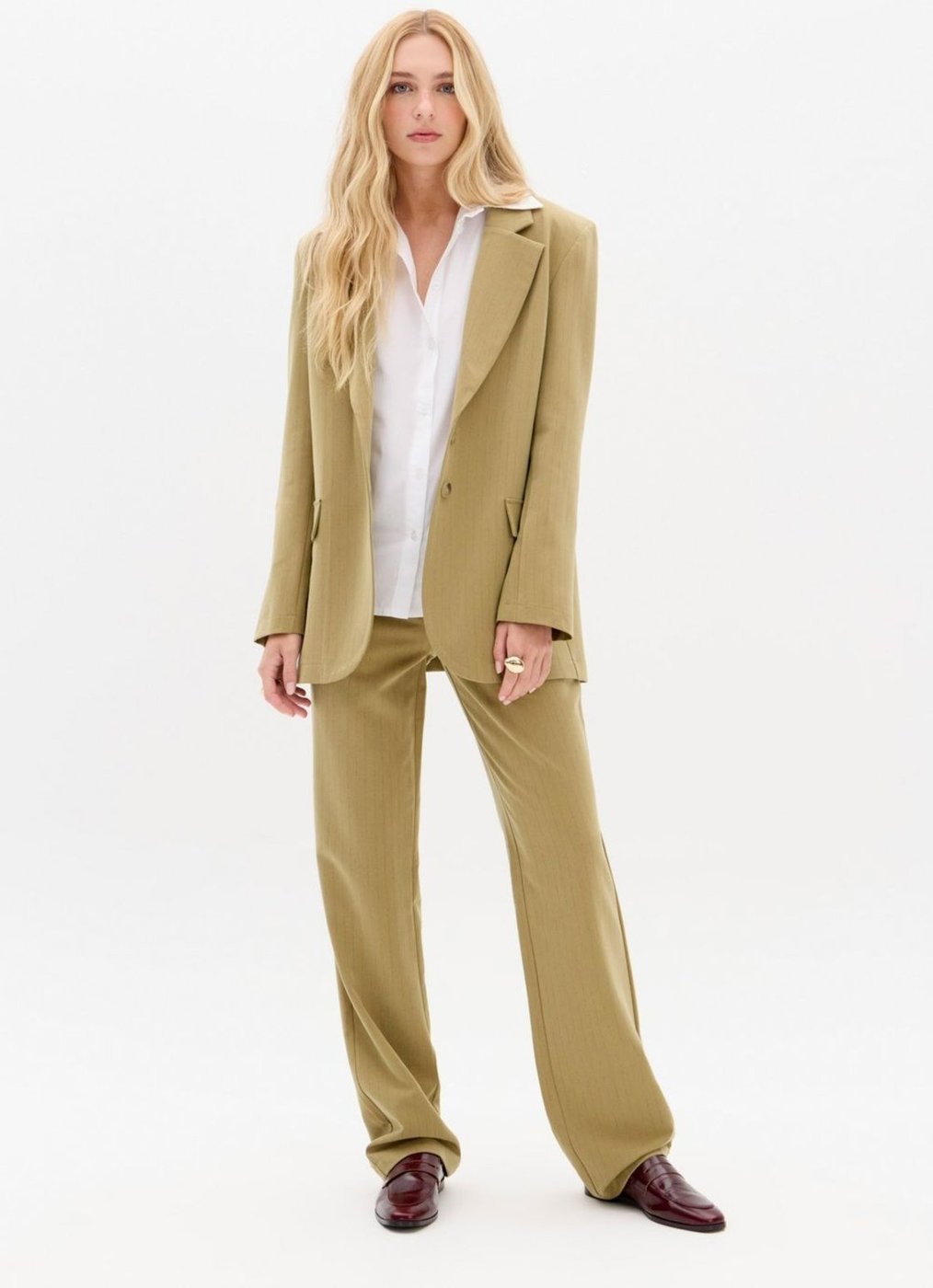 Imagem principal Calça Full Length Cintura Média Risca de Giz My Favorite Things verde My Favorite Things verde