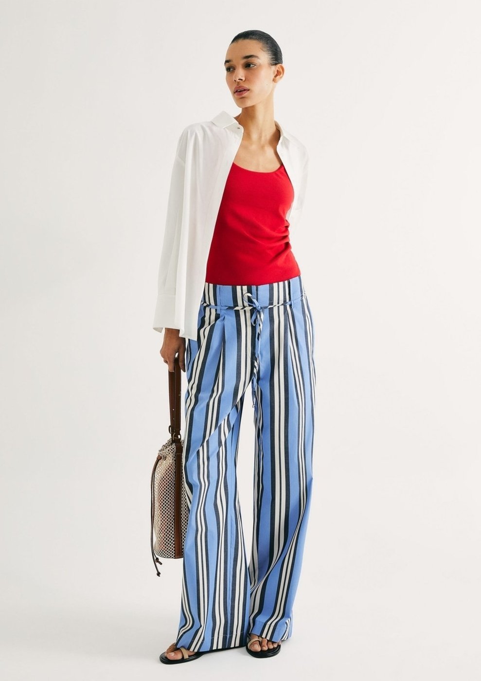 Calça Feminina Reta Em Fio Tinto