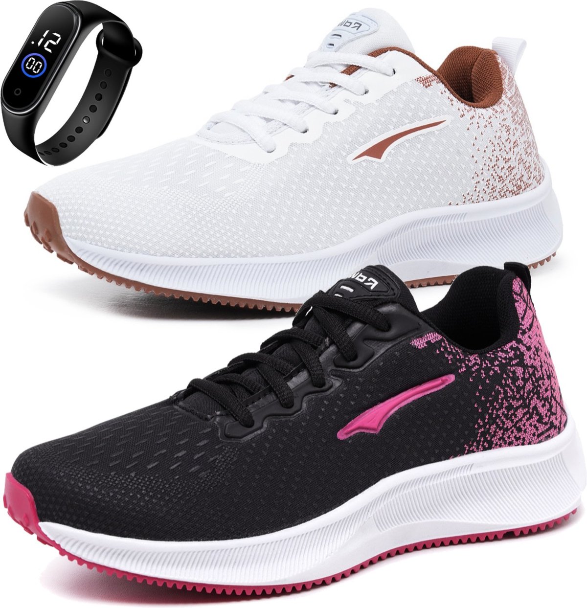 Imagem principal Kit 2 Pares Tenis Feminino Academia Caminhada Confortável Treino Leve e + Relógio Yes Basic branco/preto Yes Basic branco/preto