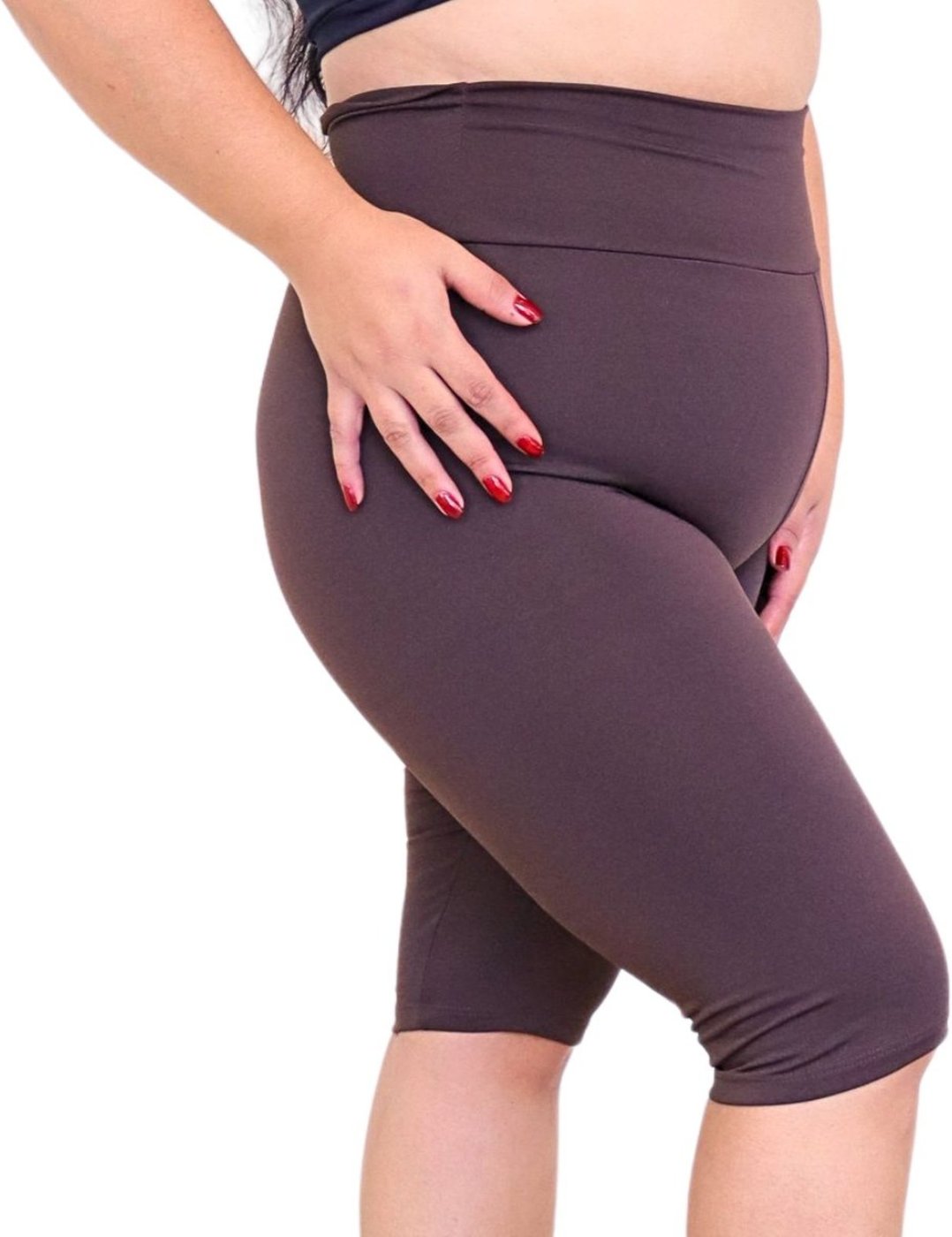 Bermuda Plus Size Heide Ribeiro Linha Silver Academia Marrom