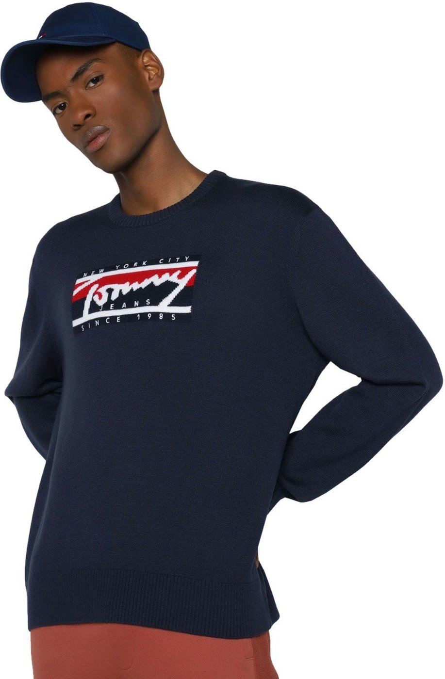 Imagem principal Suéter Tommy Jeans Masculino C-Neck Graphic Flag Sweater azul marinho Tommy Jeans azul marinho