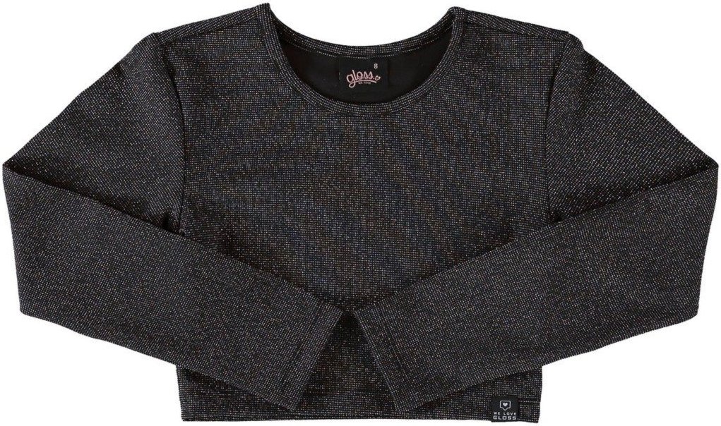 Imagem principal Infantil - Blusa Cropped em Malha com Lurex Juvenil Gloss preto Gloss preto