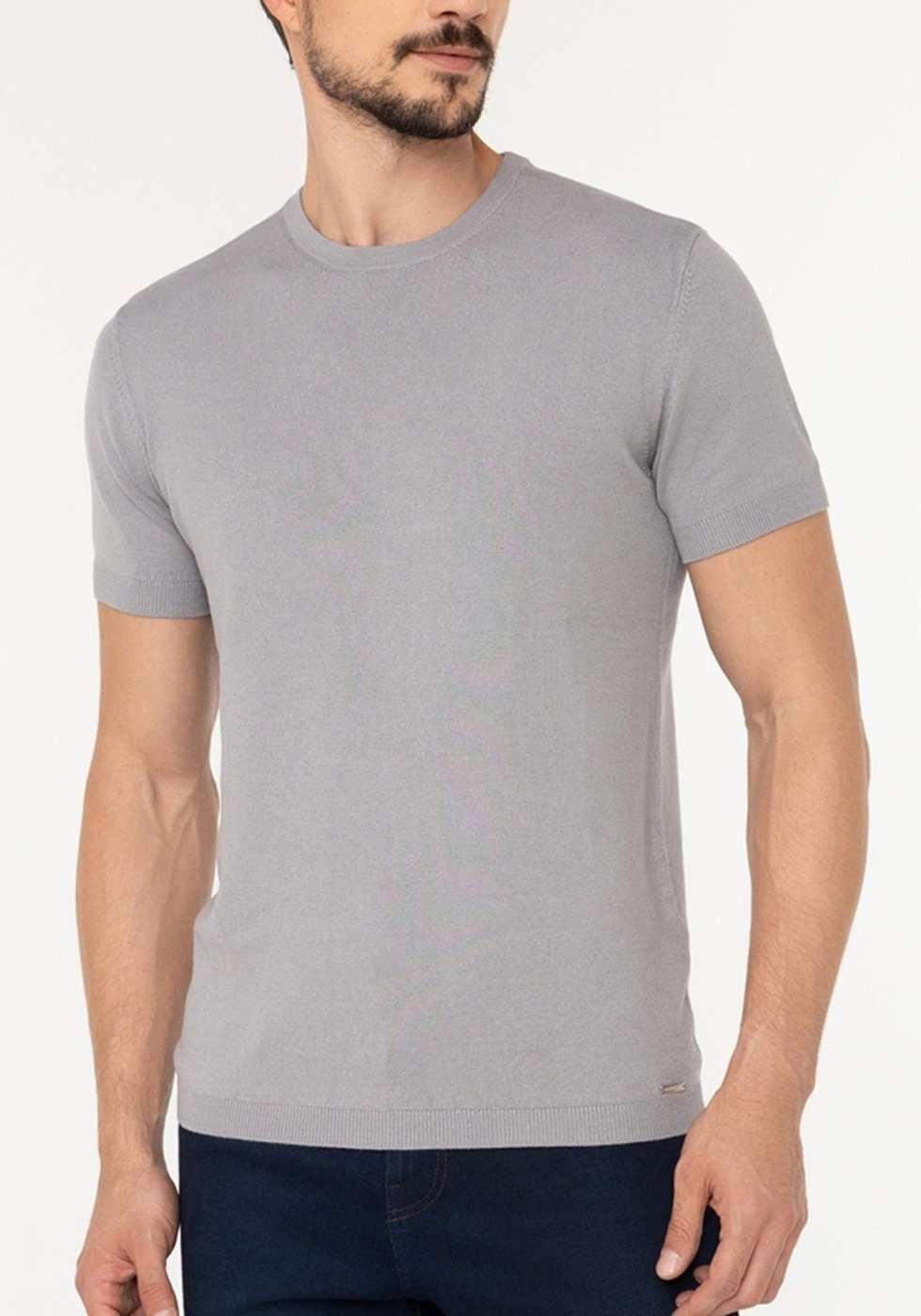 Camiseta De Mangas Curtas Masculina Em Malha Tricô