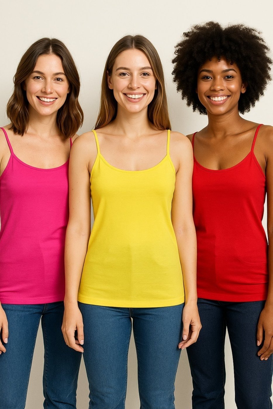 Imagem principal Kit Com 3 Regata Alcinha D Bell Outlet Fashion Basica Vermelho amarelo/pink/vermelho pink D BELL OUTLET FASHION amarelo/pink/vermelho pink