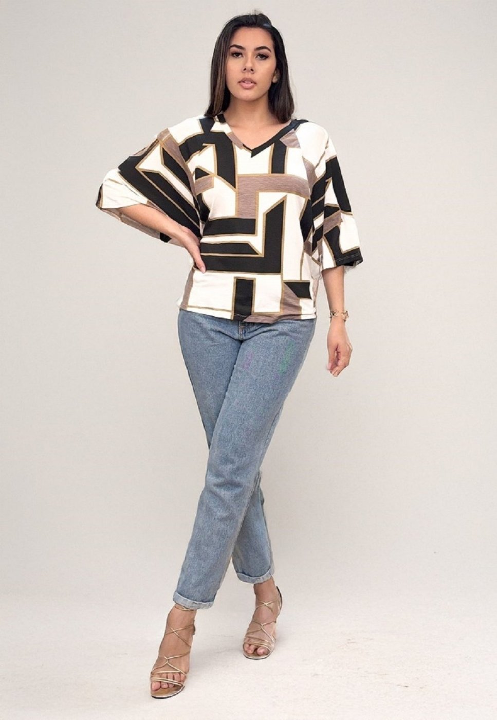 Blusa Ampla Morcego Guyrá Manga 3/4 Malha Igaci