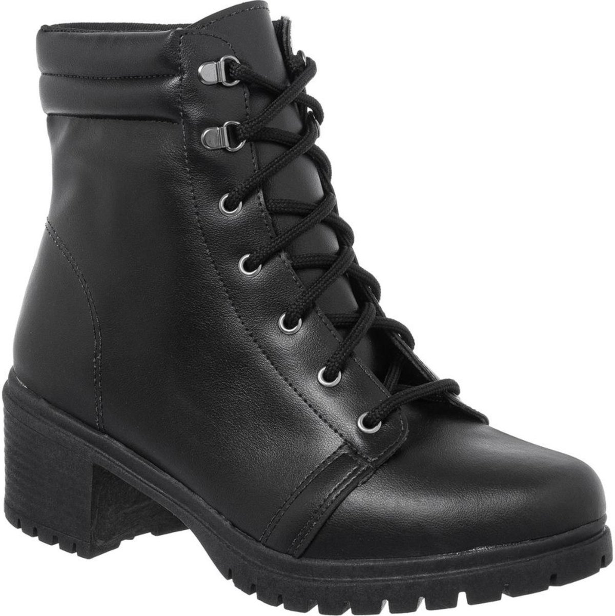 Bota Coturno Feminina Cano Baixo Tratorada Salto Confortável