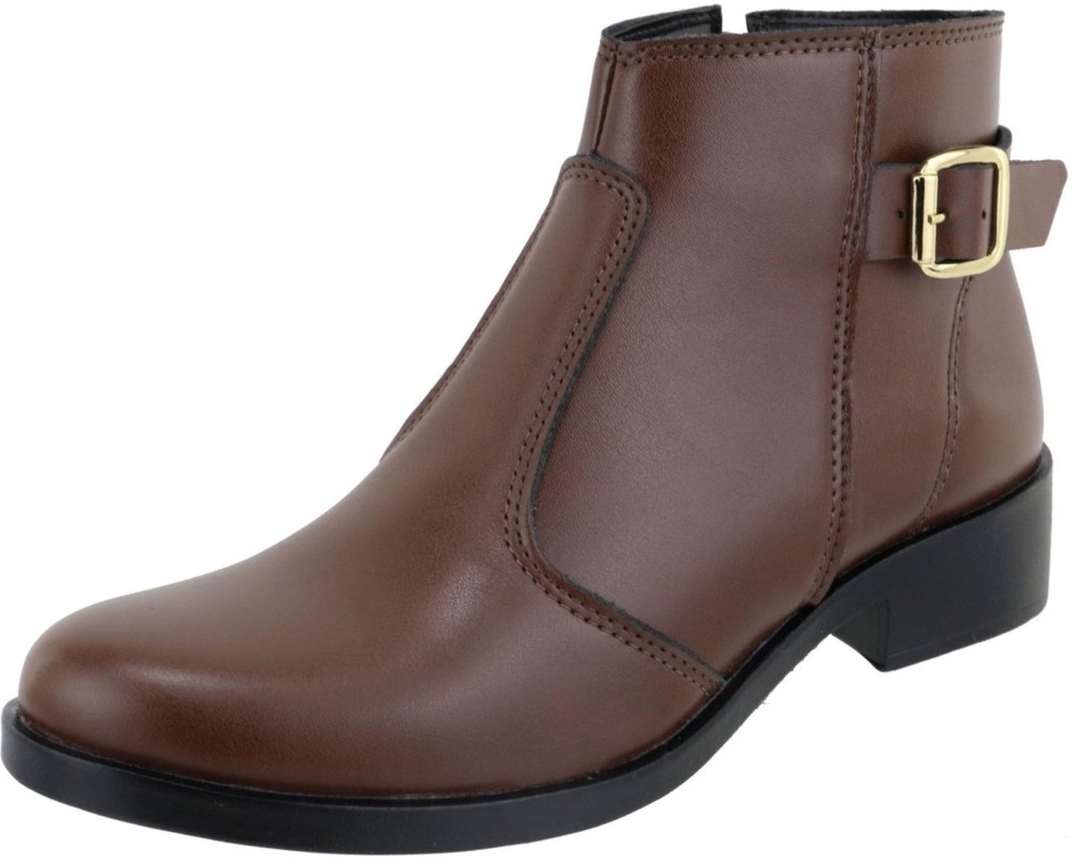 Bota Feminina Paula B Cano Curto Com Detalhe Em Fivela Chocolate