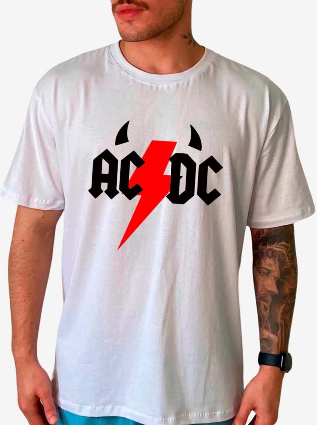 Imagem principal Camiseta Ousy Básica AC DC Logo Raio Icônico Unissex marrom ousy marrom