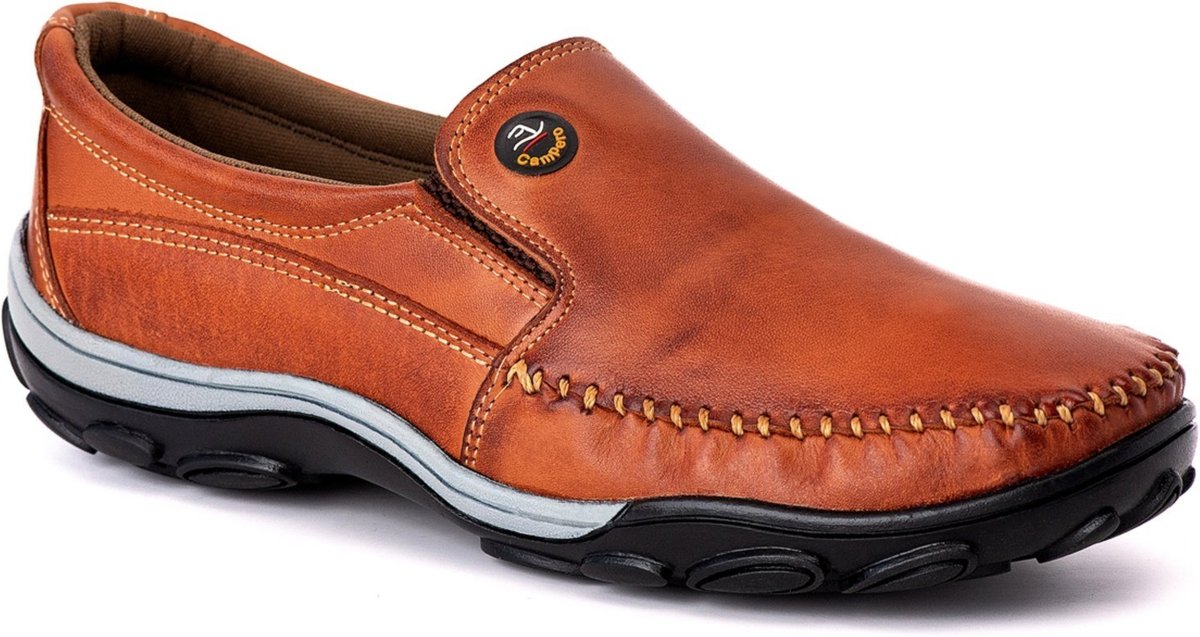 Sapatilha Couro Campero Mocassim Conforto Slip On Pinhão
