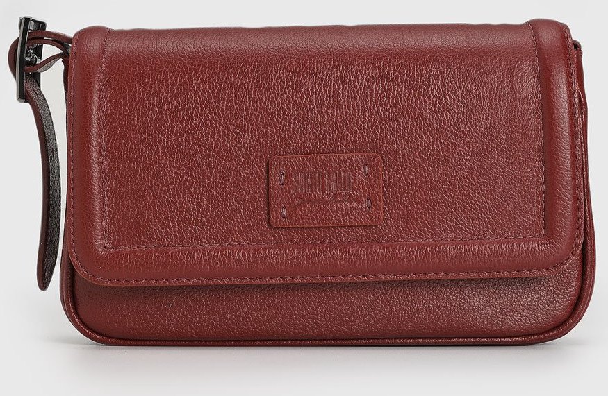Bolsa Tiracolo Santa Lolla em Couro Logo Bordô