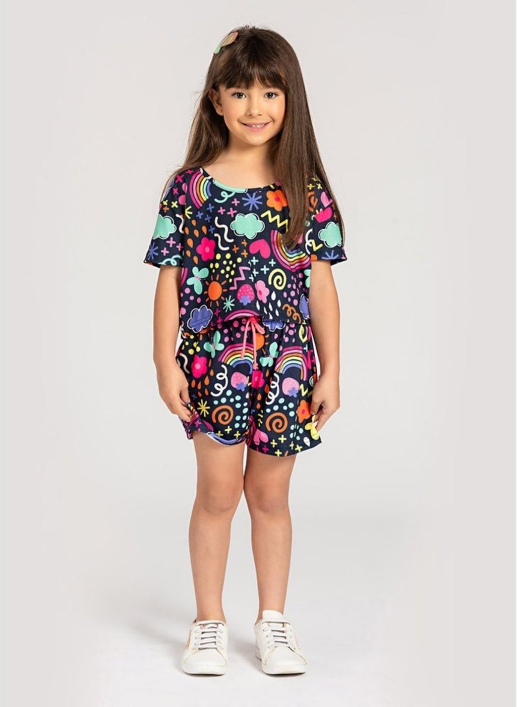 Imagem principal Infantil - Conjunto Curto Cropped e Shorts Coração Molekada azul Molekada azul