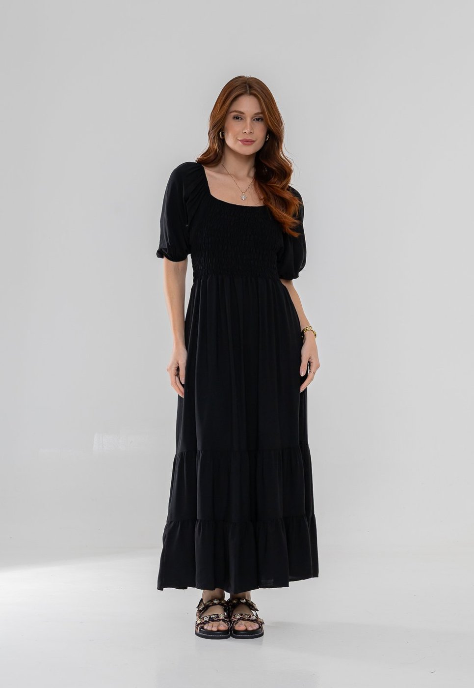 Vestido Aura Miranda Viscolinho Liso