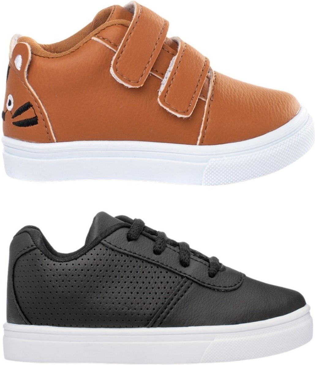 Infantil - Combo 2 Pares Tenis Casual Menino Funfy Escolar Marrom