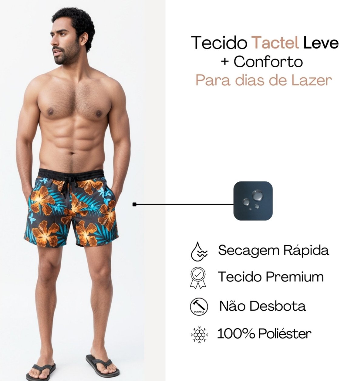 Imagem principal Short Praia Masculino KS Bermuda Tactel Premium azul/estampado/floral/multicolorido/preto KS azul/estampado/floral/multicolorido/preto