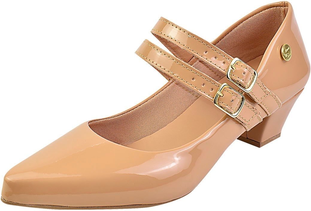 Scarpin Feminino Boneca Duas Tiras Bico Fino Salto Baixo